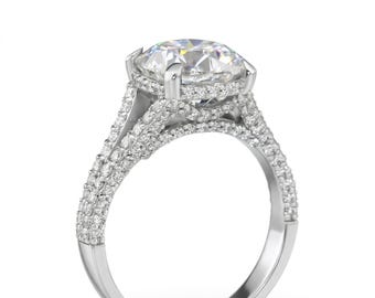 Cushion Cut Lab Grown Diamond Engagement Ring, IGI Certified Halo Design