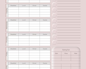 Planificador de comidas semanal imprimible, organizador de lista de compras (descarga instantánea)