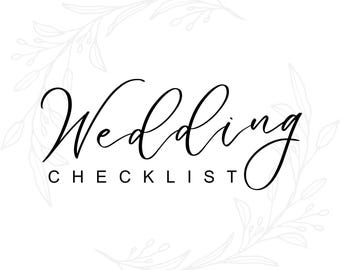Plantilla de lista de verificación para la planificación de bodas, planificador nupcial imprimible, cronograma de boda elegante, descarga instantánea en PDF.
