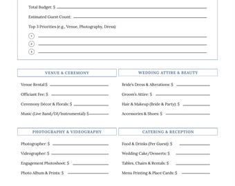 Printable Wedding Budget Planner: Editable Expense Tracker (PDF Download)