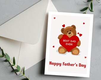 Teddy Bear Heart PNG, Dad Ever Father's Day Design (Digital Download)