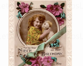 Vintage Postcard Real Photo (RPPC) - Niece, Birthday