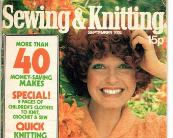 1970's Vintage Sewing & Knitting Magazine - September 1974 with Over 40 Patterns