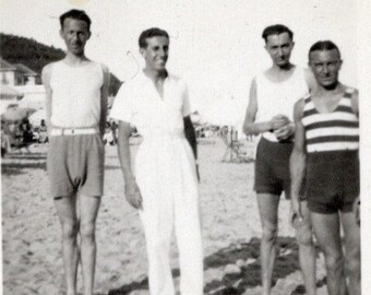 Vintage Italian Photo - Four Men on the Beach at Finale Ligure
