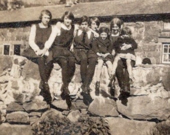 Vintage Photo - Schoolgirls and Children in Snowdonia, Wales, UK