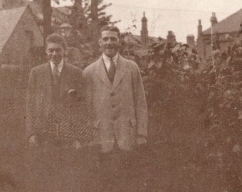 Antique Photo - Two Men Stood in a Back Yard