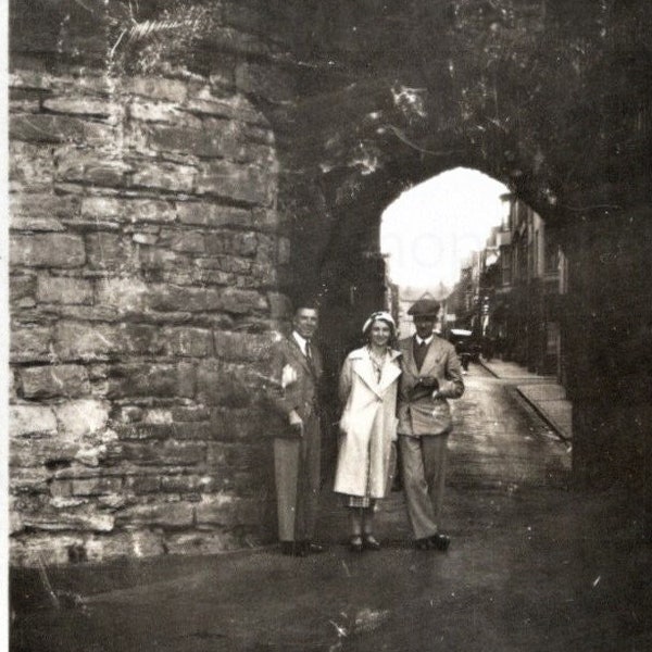 1930's Photograph - Woman & Two Men in Conwy (Conway), Wales, UK