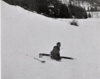 Vintage B/W Photo - Skier on the Ground