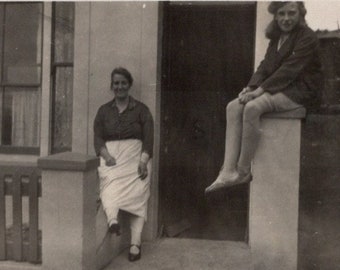 Vintage Black & White Photograph - Sat Outside the House