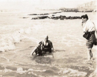 Old Summer Photograph - Having Fun in the Sea