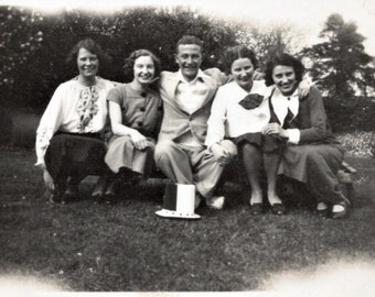 Vintage Photo - Man with Four Women Sat Outside