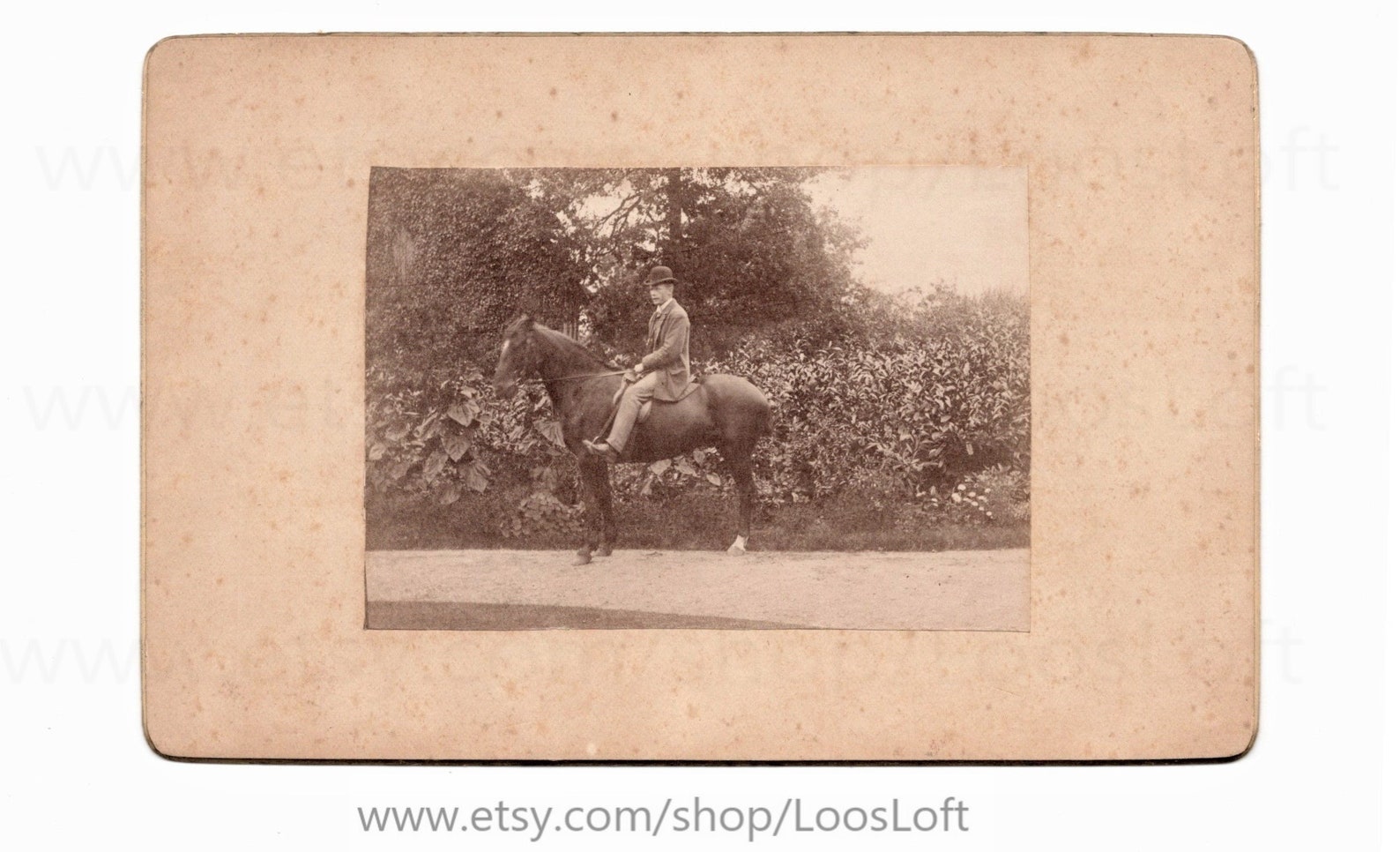 Antique Photo Man on a Horse Etsy
