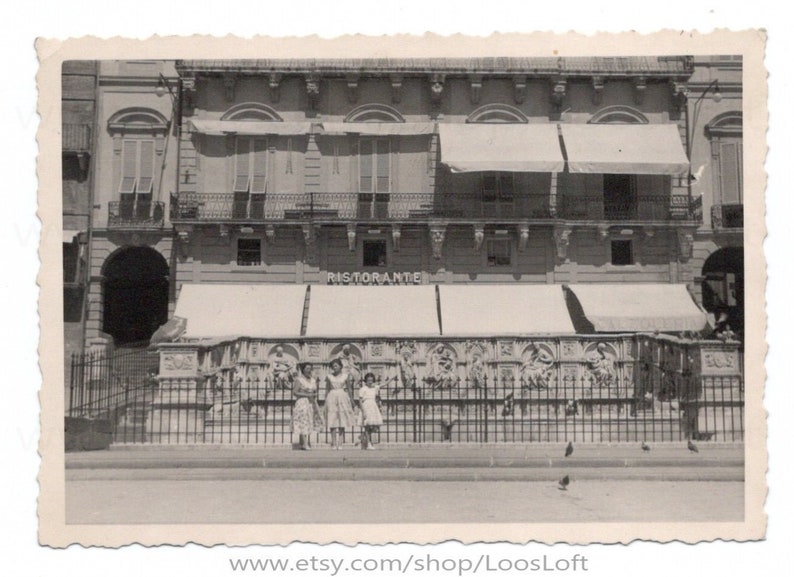 Vintage Photograph Outside a Restaurant image 1