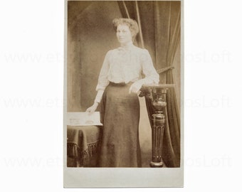 Antique Photo - Woman with Newspaper