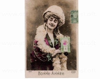 Vintage / Antique Postcard - Happy New Year (Bonne Année)