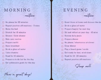 Daily morning and evening routine trackers