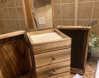 Wooden 4 Layer Jewelry Boxes with Mirror | Large Jewelry Box | Jewelry Storage | Bridesmaid Gift Box | Jewelry Organizer | Gift For Her