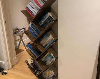 Estantería de madera con forma de árbol, estantería de pie, estantería alta de madera, unidad de almacenamiento para sala de estar, dormitorio, oficina en casa, regalo para amantes de los libros.