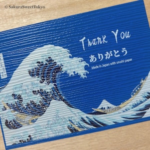 Japanse bedankkaartjes – gelakt papier in Urushi-stijl | 6 ontwerpen × 4 kleuren (groen, blauw, wit, roze) | Gemaakt in Japan