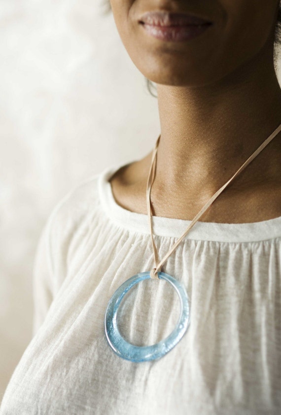 Items similar to Recycled glass necklace Azzurra series Eco