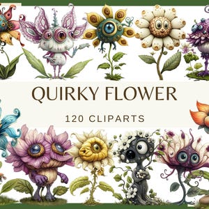 Fleurs originales - 120 images clipart (300 dpi, fleur fantastique png, usage commercial, floral, album de journal indésirable)