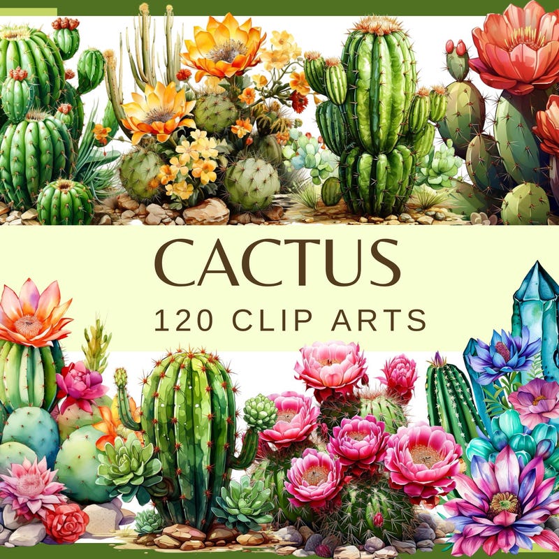 Cactus Floral Clipart Set - Etsy