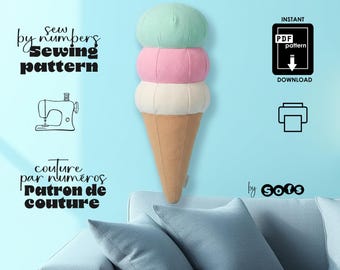 Tripple Eistüte Schnittmuster – Sew by Numbers Plüschtier (PDF Download)