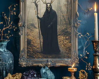 Druid of the Forest, Gothic wall art Poster, Vintage Photography, Gothic Home Decor, Print Dark Academia, Witchcraft, Skull, Shaman (Sh_026)