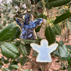 Handmade Ceramic Angel Ornament Set: Glazed Holiday Decor