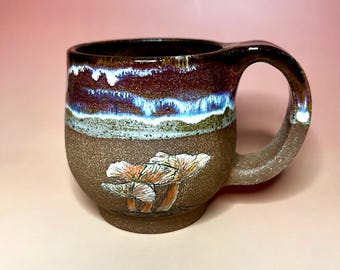 Handmade Ceramic Mushroom Mug, Glazed Pottery