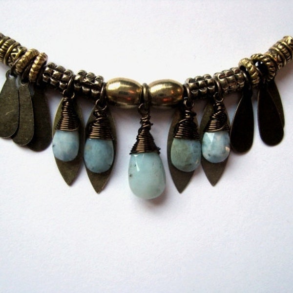 Leather and Larimar Necklace