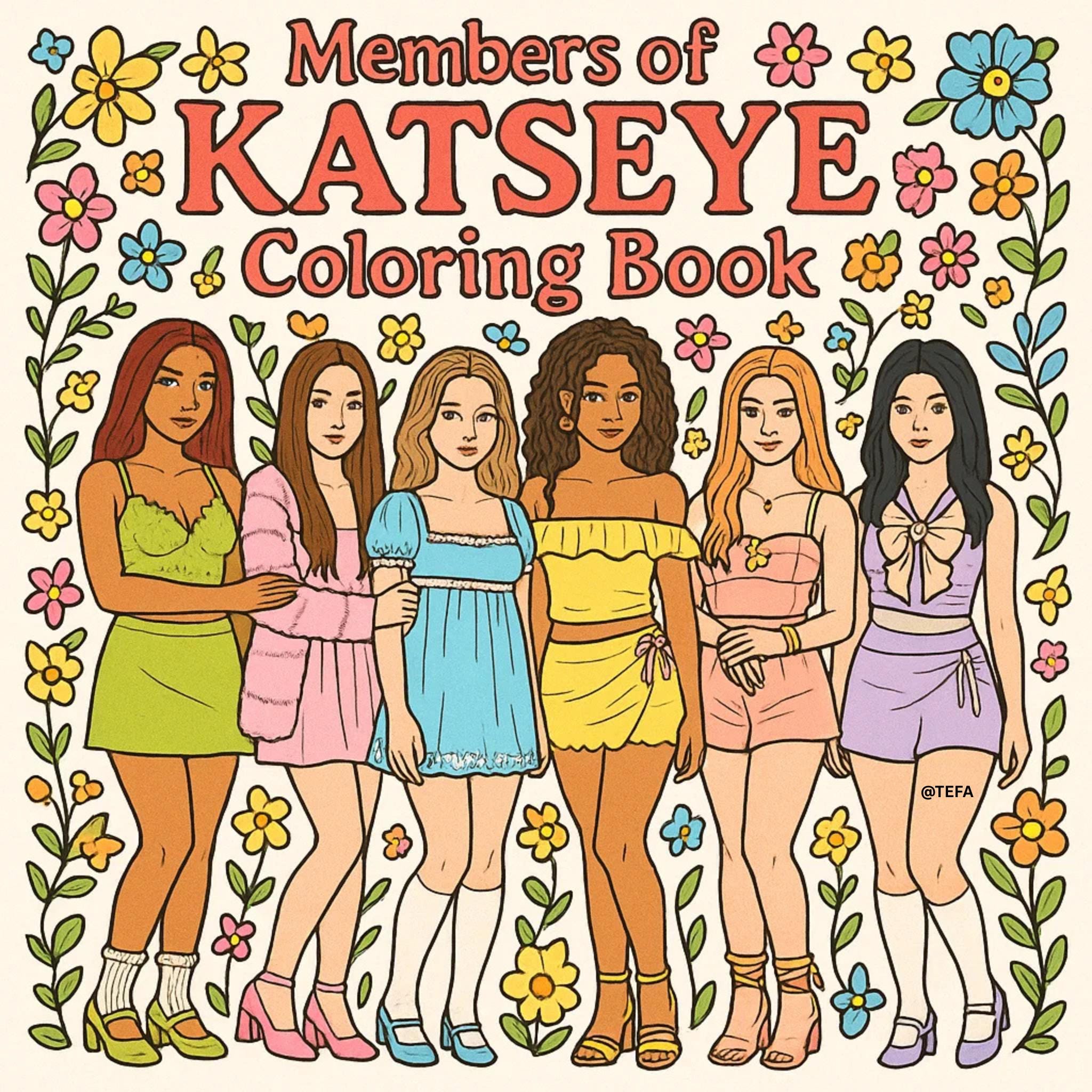 Procreate Coloring Pages | Girly Coloring Pages | Katseye Coloring Pages