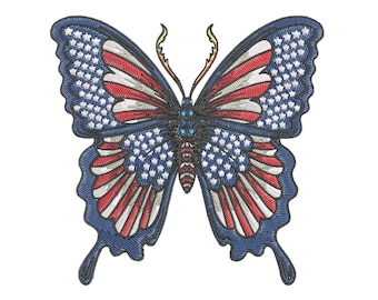 American Flag Butterfly Embroidery Design: Patriotic Machine File (Digital Download)