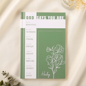 Custom Prayer Journal Christian Name Journal with Bible Verses Personalized Birth Flower Notebook Christian Gratitude Journal Bible Study