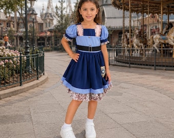 Déguisement de lapin policier | Robe Judy Hopps inspirée de Zootopie | Tenue d'officier d'Halloween pour fille, costume de la semaine du livre