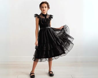 Black Toddler Girl Dress: Dance Costume, Birthday Party Outfit