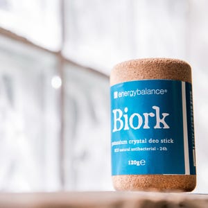biork, deodorant, kurk, kristal, antitranspirant deodorant, plasticvrij, natuurlijke cosmetica, cosmos