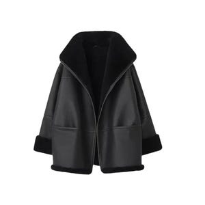 Handmade Black Sheepskin Shearling Aviator Jacket: Women&#39;s B3 RAF Bomber