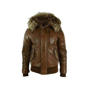 Handmade Men's Brown RAF Aviator Bomber B3 Leather Jacket, Faux Shearling Fur Sheepskin Pilot Flying Leather Jacket, Gift for Him