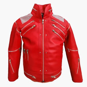 Veste MJ Beat It en cuir rouge pour enfant