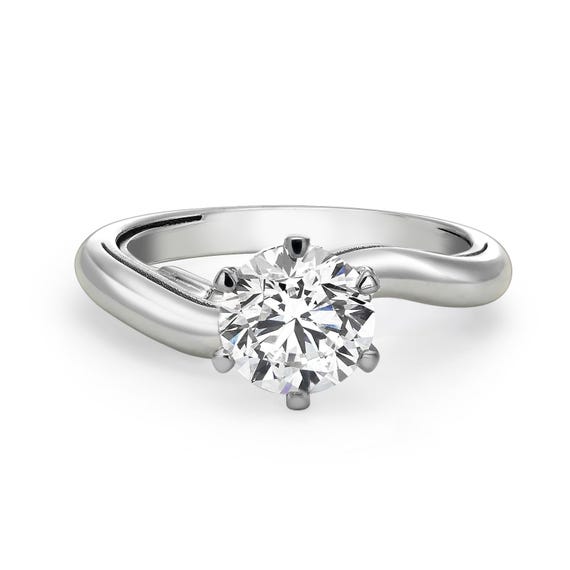 Exquisite 1.00ct CVD Diamond Ring | Customizable White Gold Band | Twisted White Gold Band | Innovative Spring System | Made To Order