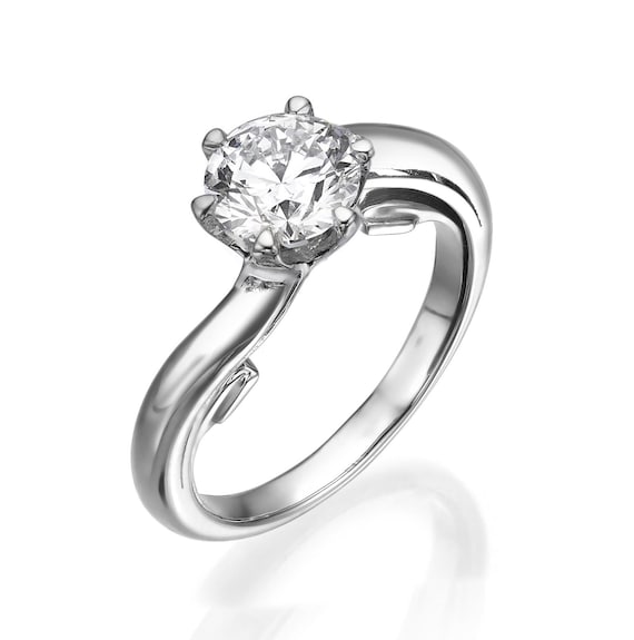 1.51ct EF VVS CVD Diamond Solitaire Ring | Twisted White Gold Band | Elegant 3g Fine Jewelry | Timeless Engagement Gift | Made To Order