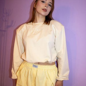 Women&#39;s Cotton Sweatshirt with Shoulder Pads in This Season&#39;s Color