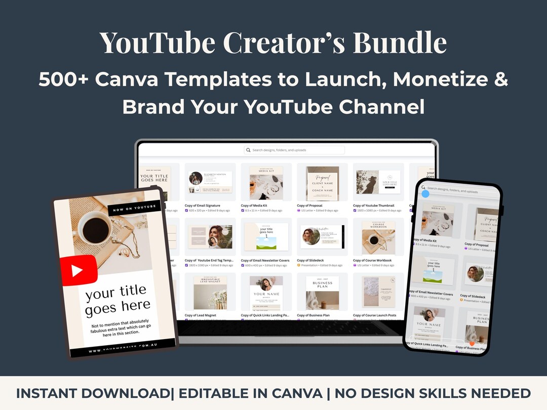 Youtube Creators Bundle 500+ Canva Template for Youtube Creator ...