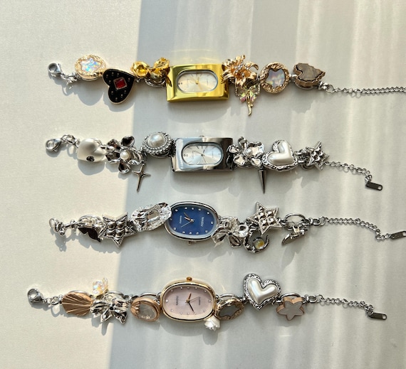 Silver and Gold Women\'s Charm Bracelet Watch s-l400.jpg main image 3