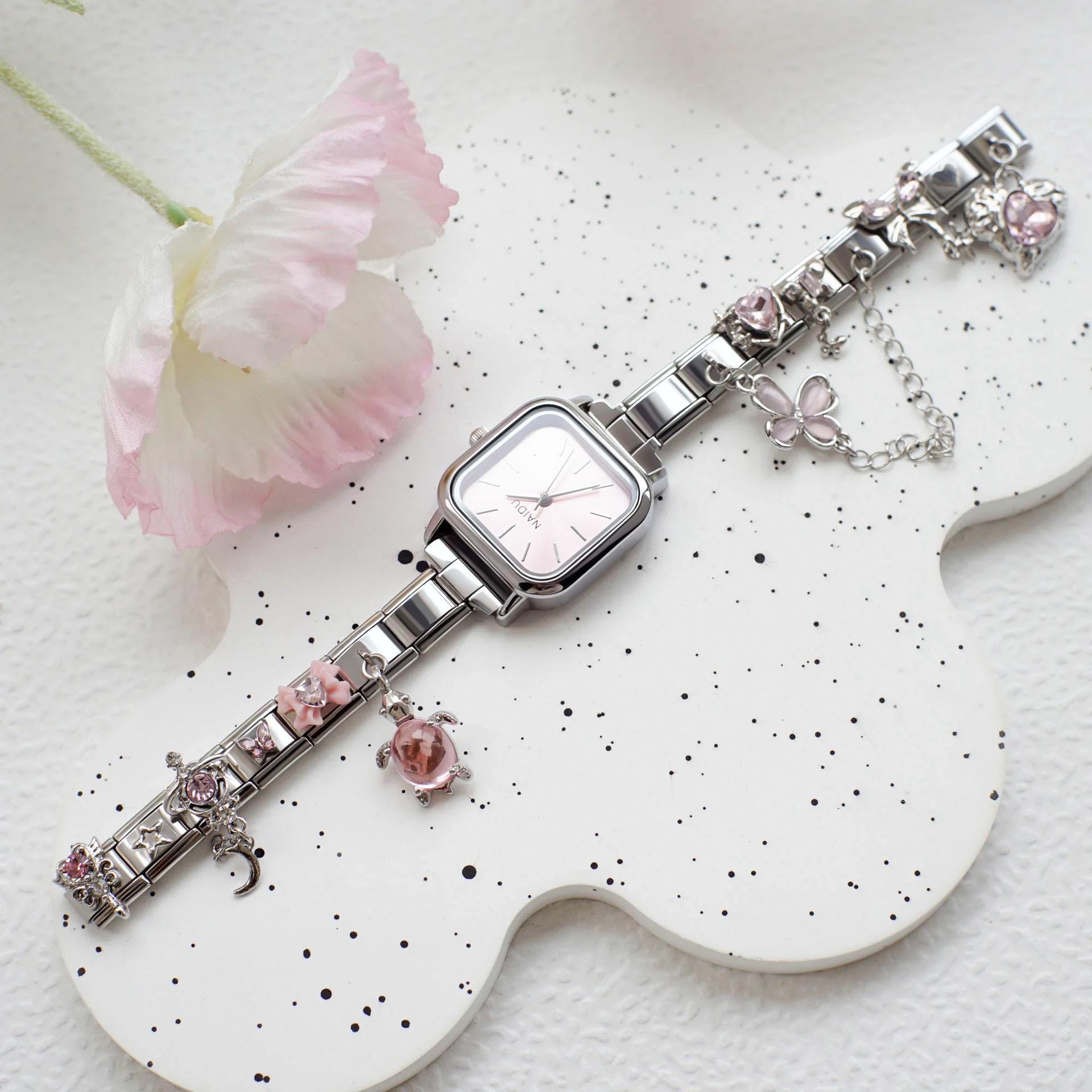 Y2K Cute Modular Watch for Her,cherry Charm Wrist Watch for 