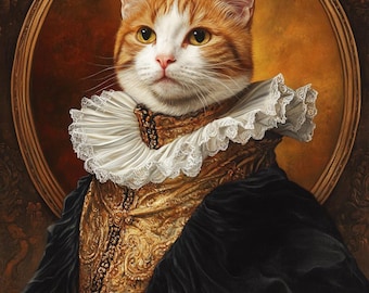 Renaissance Portraits, Commander Pet Portraits,Cat Portraits,Royal Cat Portraits,King Pet Portraits,Custom Pet Portraits,Queen Pet Portraits