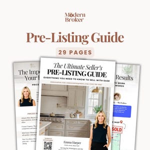May include: A stack of three brochures with the title "Pre-Listing Guide" and the text "29 Pages". The brochures feature a woman and text about real estate. The top brochure says "The Ultimate Seller's Pre-Listing Guide".