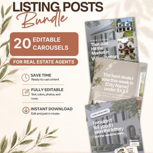 Sjablonen voor vastgoedadvertenties, 20 bewerkbare Canva Instagram-carrousels