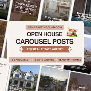 Open Huis Instagram Carrousel Makelaars Sociale Media Sjabloon Canva 5 Ontwerpen Makelaarsbericht Aanbieding Marketing Content voor Agenten Bewerkbaar